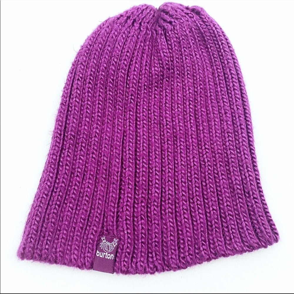 3/$15: BURTON purple rib knit beanie stretchy hat cap chunky soft winter